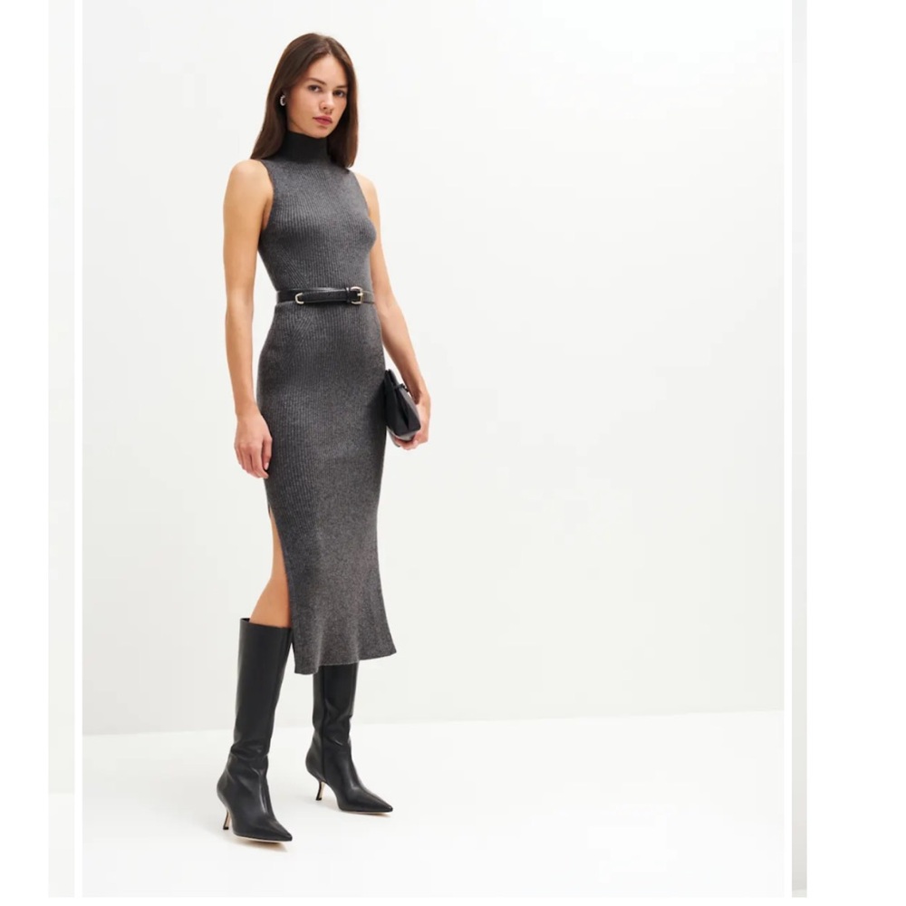 Ida Cashmere Sleeveless Sweater Dress Thunder - Size S